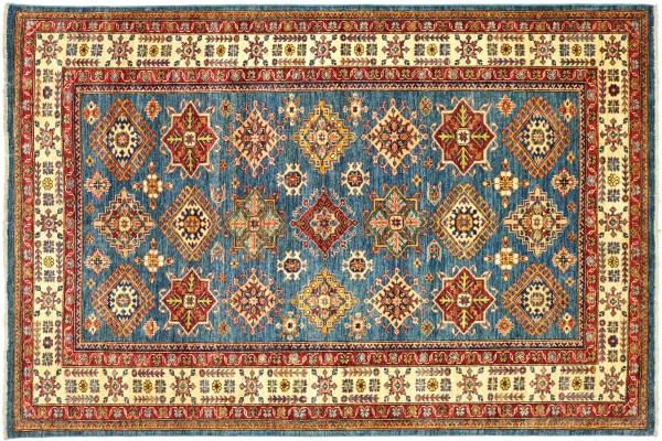 Afghan Kazak Fein 209x173 Handgeknüpft Orientteppich 170x210 Blau Geometrisch Wolle