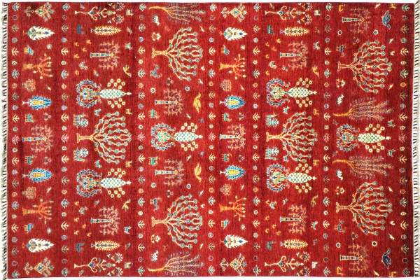 Afghan Ziegler Khorjin Baum 297x206 Handgeknüpft Orientteppich 210x300 Rot Baum Wolle
