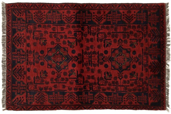 Afghan Khal Mohammadi 123x82 Handgeknüpft Teppich 80x120 Braun Geometrisch Muster