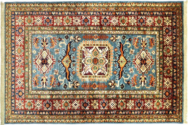 Afghan Kazak Fein 165x99 Handgeknüpft Orientteppich 100x170 Beige Umrandung Wolle