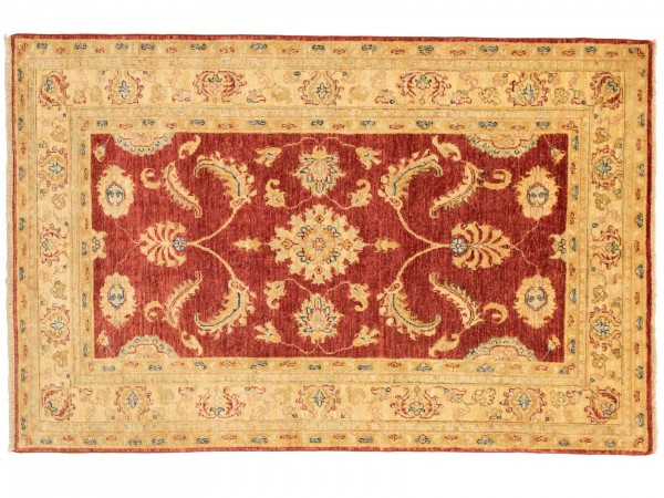 Afghan Chobi Ziegler 185x121 Handgeknüpft Teppich 120x190 Rot Geometrisch Muster