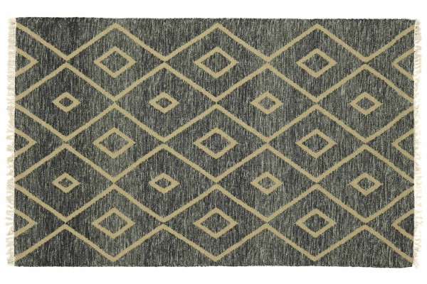 Kelim 230x160 Handgewebt Teppich 160x230 Grau Geometrisch Muster Handarbeit Orient
