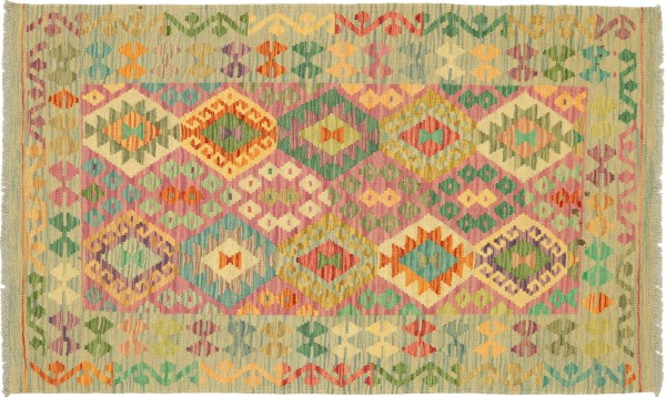 Afghan Maimana Kelim Bunt 150x100 Handgewebt Teppich 100x150 Bunt Geometrisch Orient
