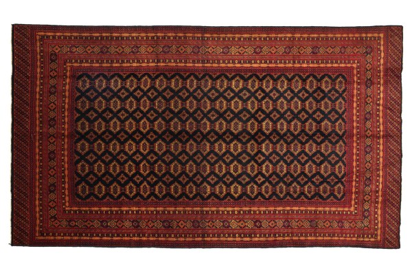 Afghan Mauri 294x196 Handgeknüpft Teppich 200x290 Blau Geometrisch Kurzflor Orient Rug