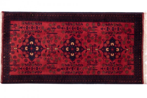 Afghan Belgique Khal Mohammadi 100x50 Handgeknüpft Teppich 50x100 Braun Geometrisch