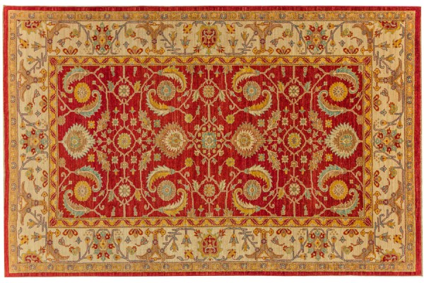 Afghan Chobi Ziegler 285x185 Handgeknüpft Teppich 190x290 Rot Orientalisch Kurzflor