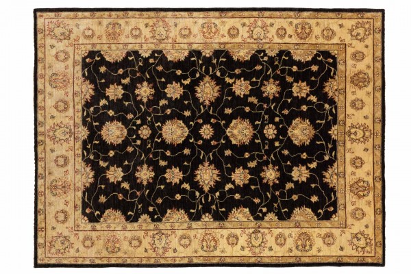 Afghan Chobi Ziegler 233x175 Handgeknüpft Teppich 180x230 Schwarz Orientalisch Kurzflor