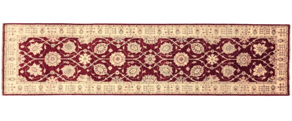 Afghan Chobi Ziegler 288x81 Handgeknüpft Teppich 80x290 Läufer Rot Orientalisch