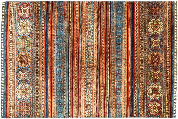 Afghan Ziegler Shaal 248x174 Handgeknüpft Orientteppich 170x250 Blau Streifen Wolle