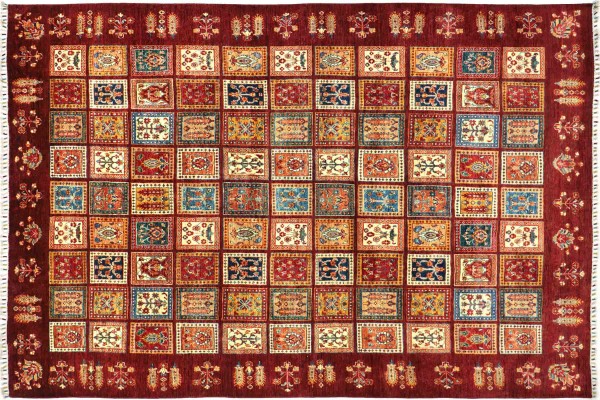 Afghan Ziegler Khorjin 348x260 Handgeknüpft Orientteppich 260x350 Rot Feldmuster Wolle