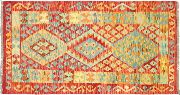 Afghan Maimana Kelim Bunt 152x92 Handgewebt Teppich 90x150 Bunt Geometrisch Orient