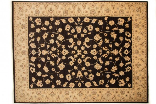 Afghan Chobi Ziegler 361x275 Handgeknüpft Teppich 280x360 Schwarz Blumenmuster Kurzflor