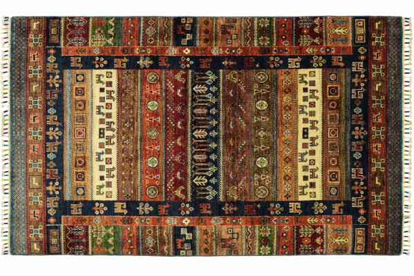 Afghan Ziegler Khorjin Nomaden 183x125 Handgeknüpft Orientteppich 130x180 Braun Floral