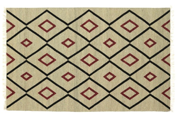 Kelim 240x170 Handgewebt Teppich 170x240 Beige Geometrisch Muster Handarbeit Orient