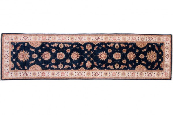 Afghan Chobi Ziegler 298x81 Handgeknüpft Teppich 80x300 Läufer Beige Orientalisch