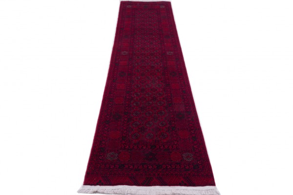 Afghan Orientteppich 292x73 Handgeknüpft Teppich 70x290 Läufer Orange Geometrisch