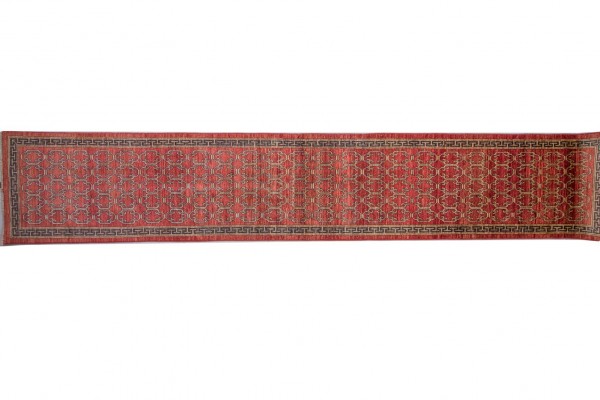 Afghan Chobi Ziegler 472x86 Handgeknüpft Teppich 90x470 Läufer Rot Orientalisch