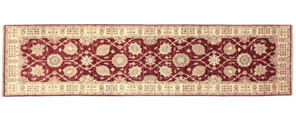 Afghan Chobi Ziegler 288x79 Handgeknüpft Teppich 80x290 Läufer Rot Orientalisch