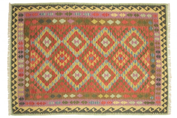 Afghan Maimana Kelim Bunt 240x174 Handgewebt Teppich 170x240 Beige Geometrisch Muster
