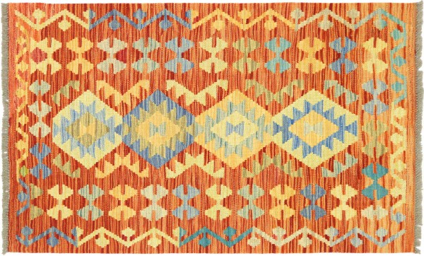 Afghan Maimana Kelim Bunt 122x83 Handgewebt Teppich 80x120 Bunt Geometrisch Orient