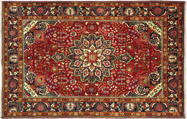 Perser Tabriz 288x208 Handgeknüpft Orientteppich 210x290 Rot Spiegelmuster Wolle