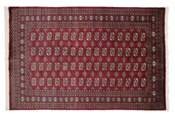 Pakistan Buchara 238x155 Handgeknüpft Teppich 160x240 Rot Geometrisch Muster Kurzflor