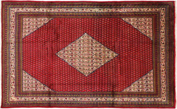 Perser Teppich 314x216 Handgeknüpft Orientteppich 220x310 Rot Geometrisch Wolle