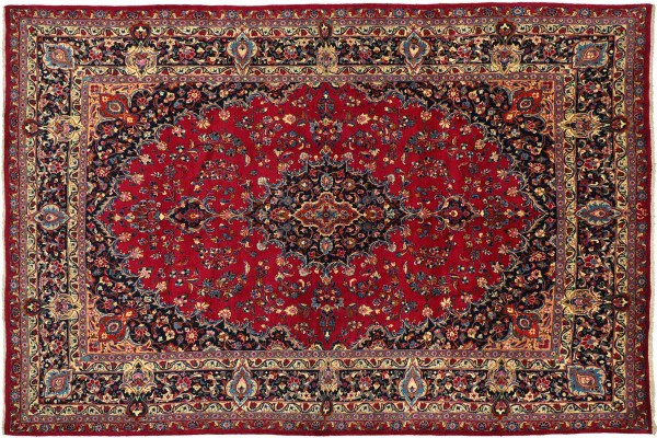 Perser Teppich 325x247 Handgeknüpft Orientteppich 250x330 Rot Medaillon Wolle Kurzflor