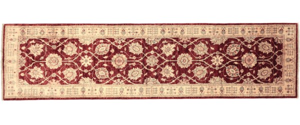 Afghan Chobi Ziegler 282x81 Handgeknüpft Teppich 80x280 Läufer Rot Orientalisch