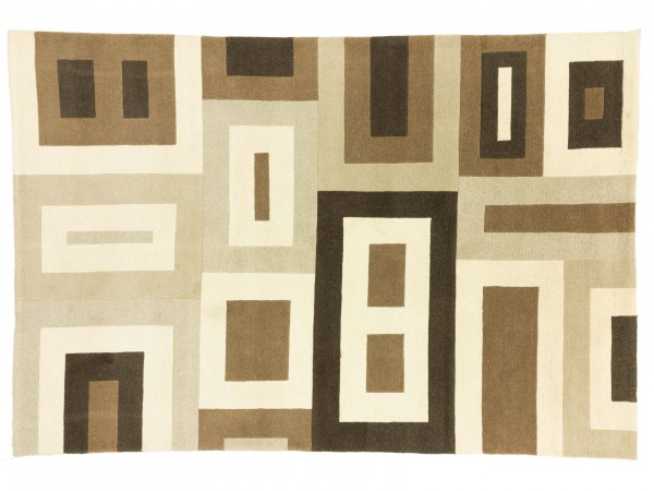 Nepal 292x202 Handgeknüpft Teppich 200x290 Beige Geometrisch Muster Kurzflor Orient Rug