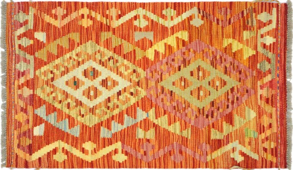 Afghan Maimana Kelim Bunt 98x65 Handgewebt Teppich 70x100 Bunt Geometrisch Orient Wolle