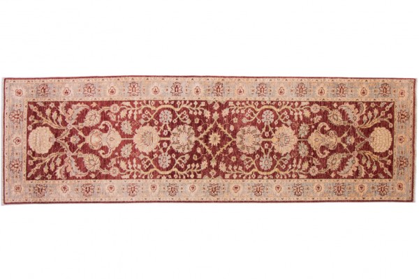 Afghan Chobi Ziegler 294x77 Handgeknüpft Teppich 80x290 Läufer Rot Orientalisch