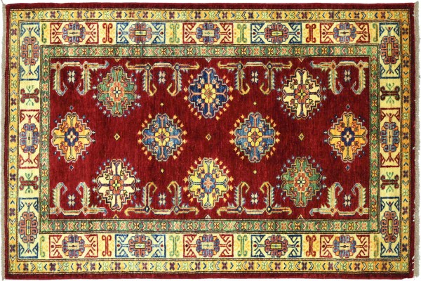 Afghan Kazak Fein 153x104 Handgeknüpft Orientteppich 100x150 Rot Umrandung Wolle