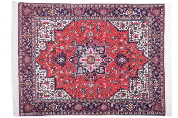Perser Tabriz 198x150 Handgeknüpft Teppich 150x200 Mehrfarbig Orientalisch Kurzflor