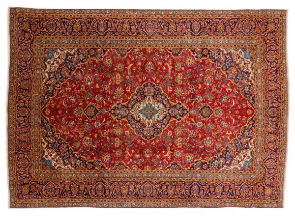 Perser Keshan 390x277 Handgeknüpft Teppich 280x390 Rot Orientalisch Kurzflor Orient Rug