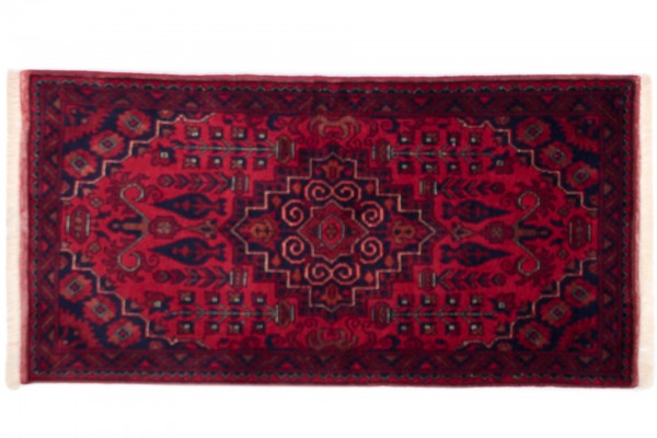 Afghan Belgique Khal Mohammadi 100x50 Handgeknüpft Teppich 50x100 Braun Geometrisch