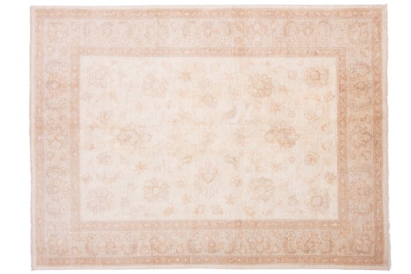 Afghan Chobi Ziegler 204x151 Handgeknüpft Teppich 150x200 Beige Blumenmuster Kurzflor