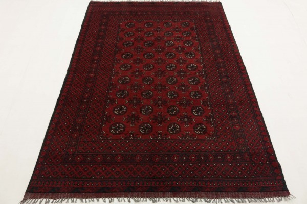 Afghan Aqcha 235x158 Handgeknüpft Teppich 160x240 Rot Orientalisch Kurzflor Orient Rug
