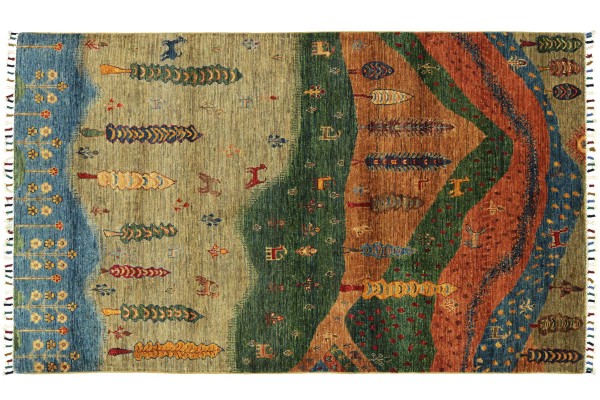 Afghan Ziegler Ariana Landschaft 188x126 Handgeknüpft Orientteppich 130x190 Grau Wolle