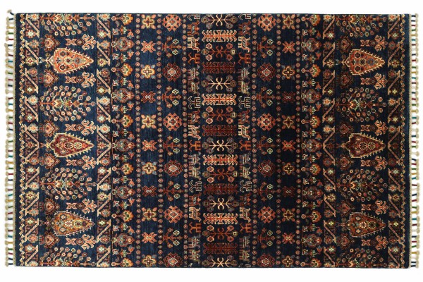 Afghan Ziegler Khorjin 173x125 Handgeknüpft Orientteppich 130x170 Dunkelblau Floral