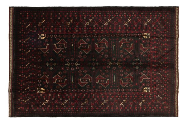 Afghan Beloutsch 270x205 Handgeknüpft Teppich 210x270 Schwarz Geometrisch Kurzflor