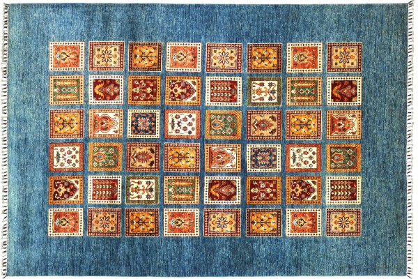 Afghan Ziegler Bakhtiar Feldmuster 251x179 Handgeknüpft Orientteppich 180x250 Blau