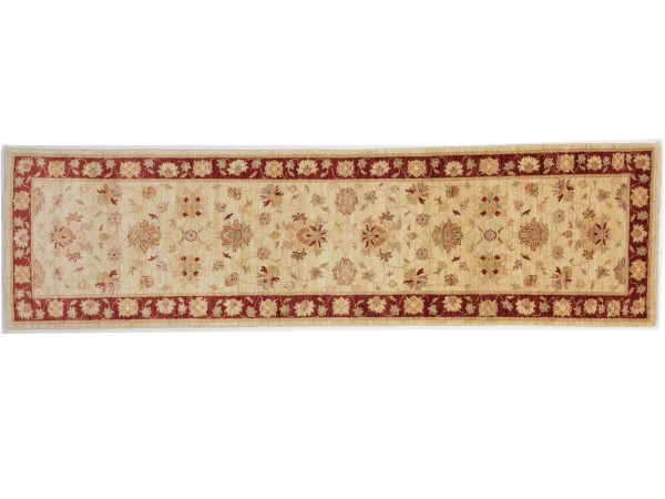Afghan Chobi Ziegler 282x76 Handgeknüpft Teppich 80x280 Läufer Rot Blumenmuster