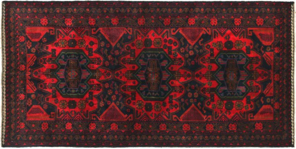 Afghan Belutsch Baluch 200x112 Handgeknüpft Orientteppich 110x200 Rot Geometrisch Wolle