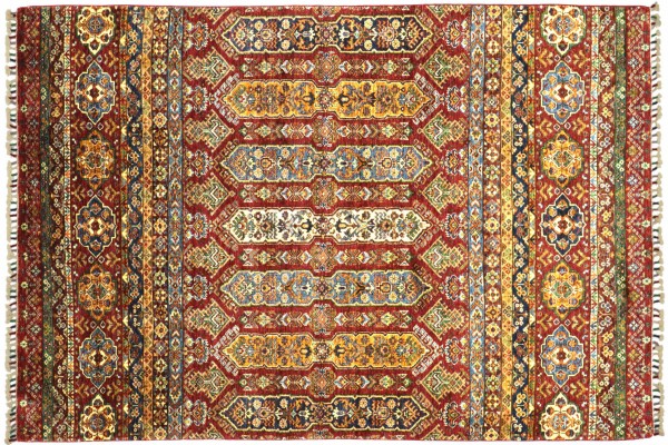 Afghan Khorjin Shaal 252x168 Handgeknüpft Orientteppich 170x250 Rot Streifen Wolle