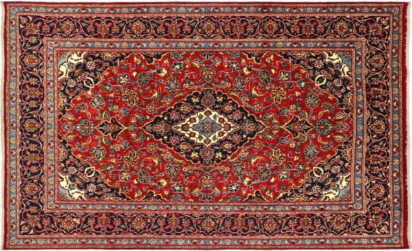 Perser Teppich 294x196 Handgeknüpft Orientteppich 200x290 Rot Spiegelmuster Wolle