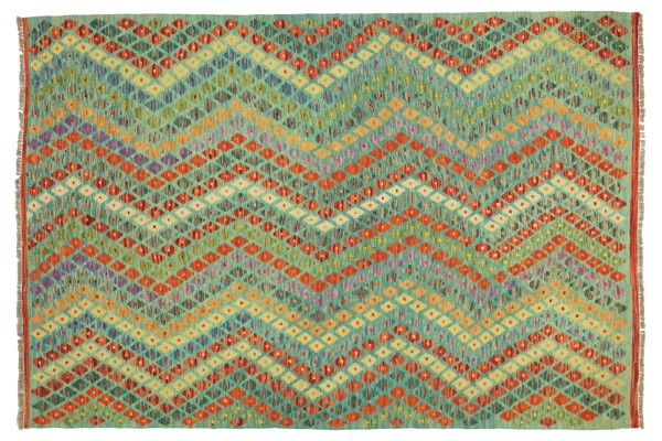 Afghan Maimana Kelim Bunt 199x158 Handgewebt Teppich 160x200 Bunt Geometrisch Orient