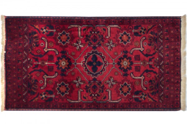 Afghan Belgique Khal Mohammadi 100x50 Handgeknüpft Teppich 50x100 Braun Geometrisch