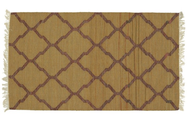 Kelim 180x120 Handgewebt Teppich 120x180 Ocker Ornamente Handarbeit Orient Zimmer