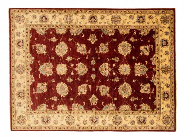 Afghan Chobi Ziegler 205x154 Handgeknüpft Teppich 150x210 Rot Blumenmuster Kurzflor